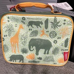 Thermos insulated lunch box, Green with animal print